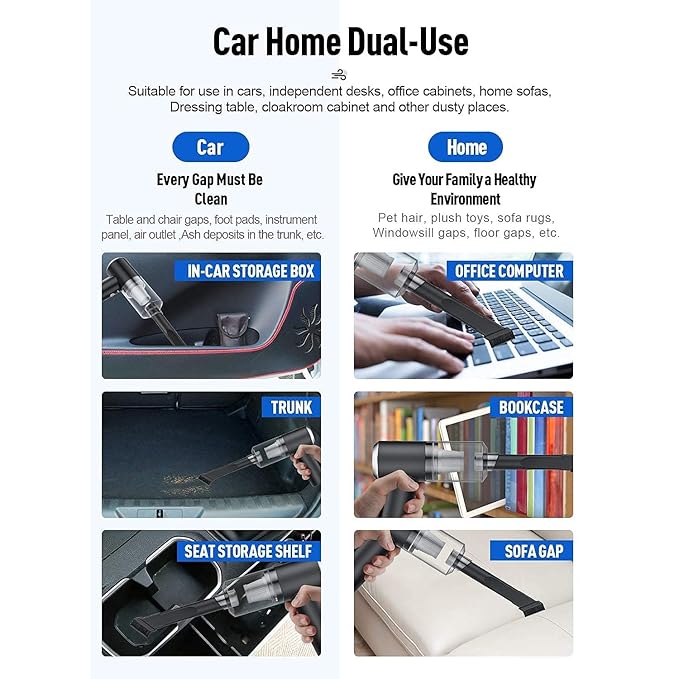 Rechargeable Portable Wireless Multi-Purpose Handheld Vacuum Cleaner for Home, CAR
